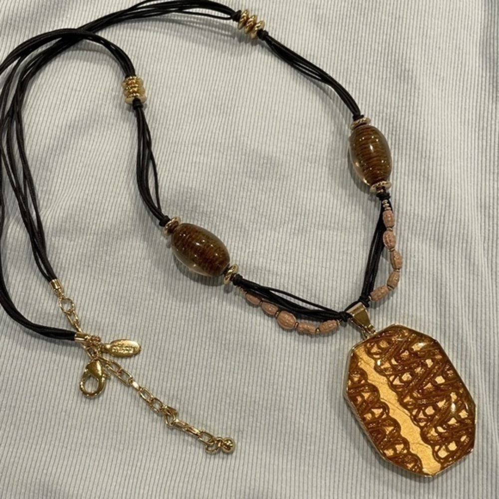 Chico’s Gold Rustic Statement Necklace - image 3